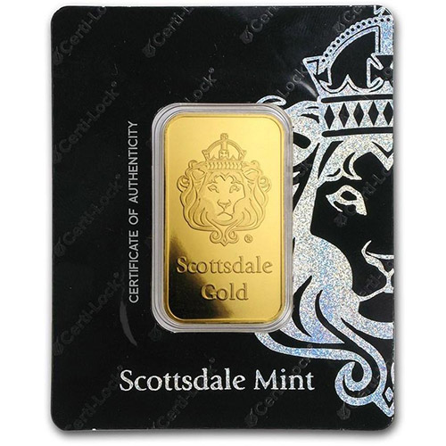 1 ounce Scottsdale gold bar